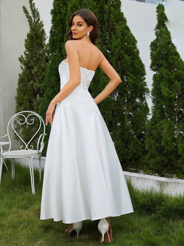 Solid Tube Wedding Dress