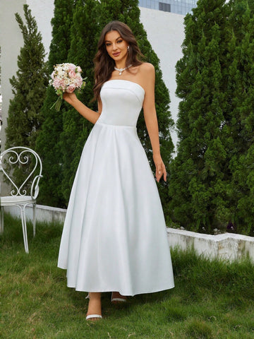 Solid Tube Wedding Dress