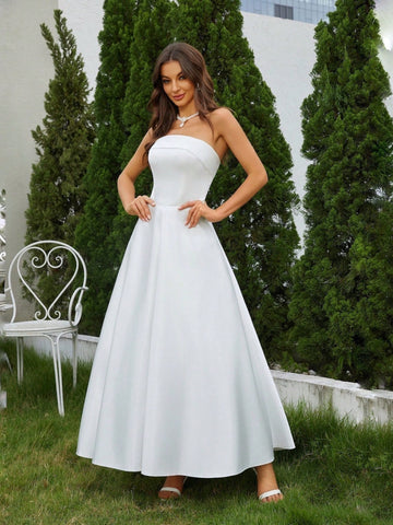 Solid Tube Wedding Dress