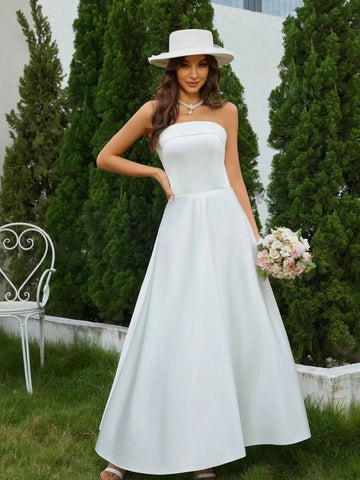 Solid Tube Wedding Dress