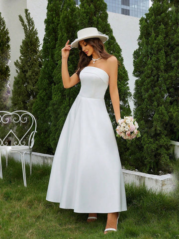 Solid Tube Wedding Dress
