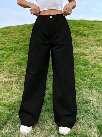 Solid Wide Leg Pants