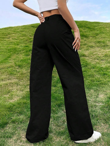 Solid Wide Leg Pants