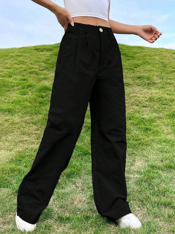 Solid Wide Leg Pants