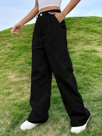 Solid Wide Leg Pants