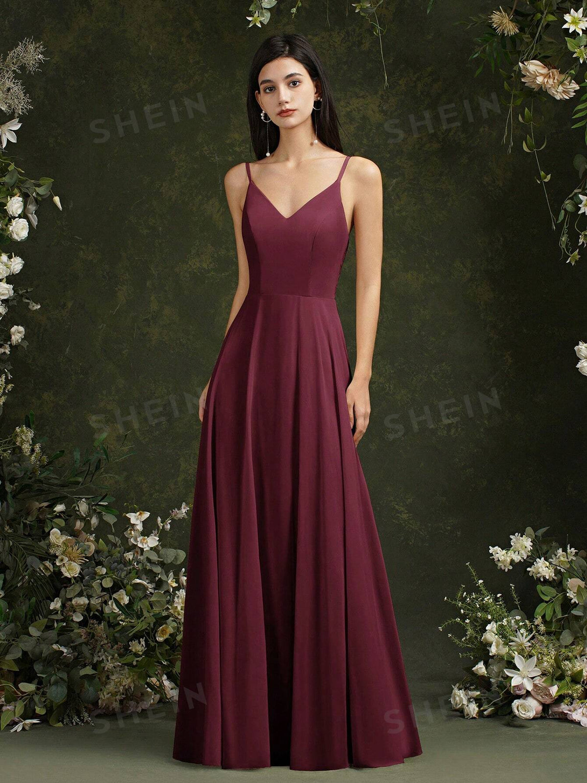 Solid Zip Back Cami Bridesmaid Dress