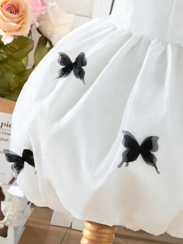 Young Girl Casual Cute Suspender Organza Dress