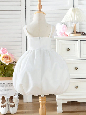 Young Girl Casual Cute Suspender Organza Dress