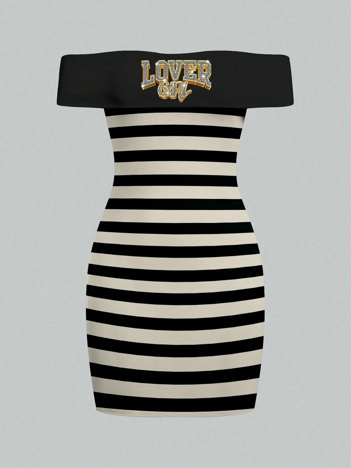 Women's Striped Bodycon Off Shoulder Party Dress, Sexy Mini Dress For Gathering, Evening