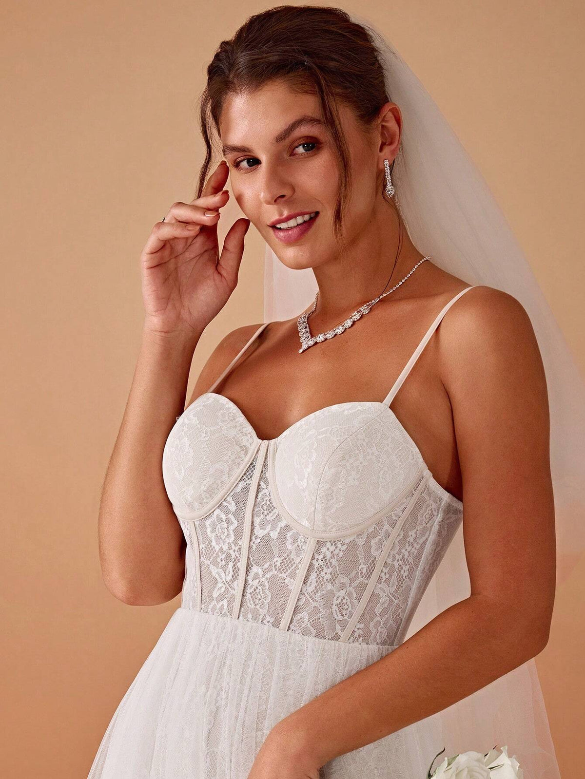 Spaghetti Strap Tube Lace Contrast Prom Dress