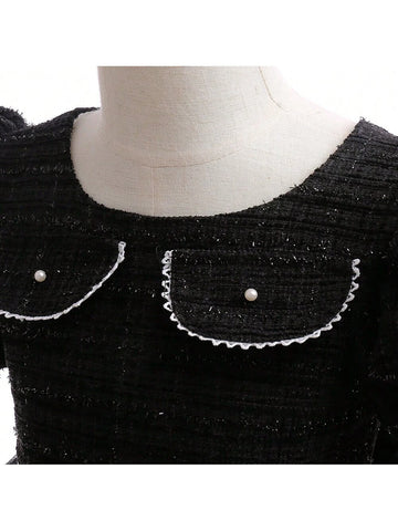 Sparkling Young Girl Halloween Outfit Black Tutu Tulle Party Dress Girls Halloween Costume Fall Dress