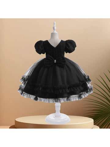 Sparkling Young Girl Halloween Outfit Black Tutu Tulle Party Dress Girls Halloween Costume Fall Dress