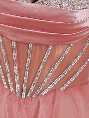 Sparkly Crystal Formal Evening Gowns With Puffy Slirt High Slit Ball Gowns Prom Party Gowns For Women