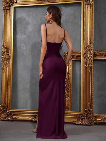 Split Thigh Cami Formal Bridesmaid Dress
