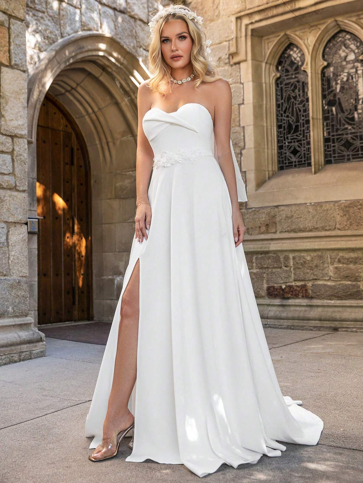 Split Thigh Tube Wedding Dress
