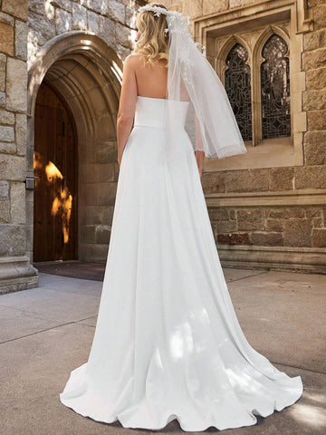 Split Thigh Tube Wedding Dress