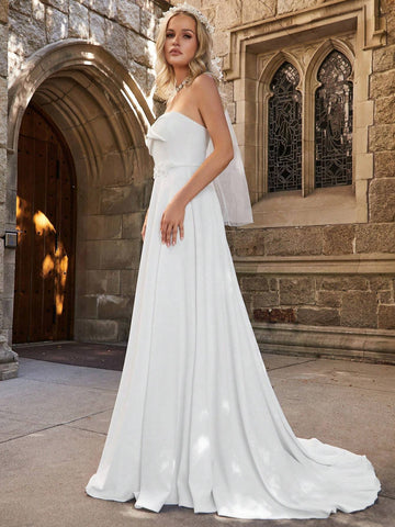 Split Thigh Tube Wedding Dress