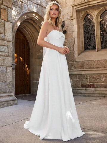 Split Thigh Tube Wedding Dress