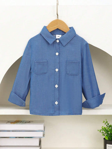Spring/Autumn Fashion Casual Simple Blue Children Shirt