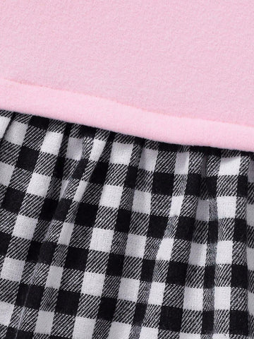 Spring/Autumn New Girls Cartoon Rabbit Embroidery Plaid Patchwork Holiday Easter Dress
