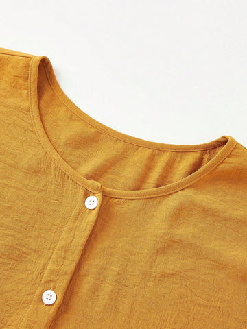 Spring/Summer Casual Solid Color Button Front Long Sleeve Shirt