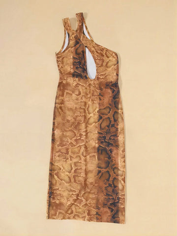Spring/Summer New Arrival Sexy Leopard Print One Shoulder Cutout Dress For Women