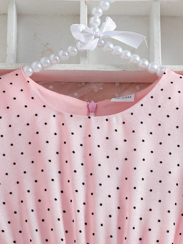Spring/Summer New Style Girls Cute Polka Dot Puff Sleeve Dress
