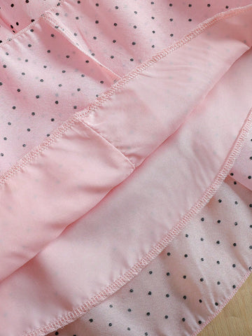 Spring/Summer New Style Girls Cute Polka Dot Puff Sleeve Dress