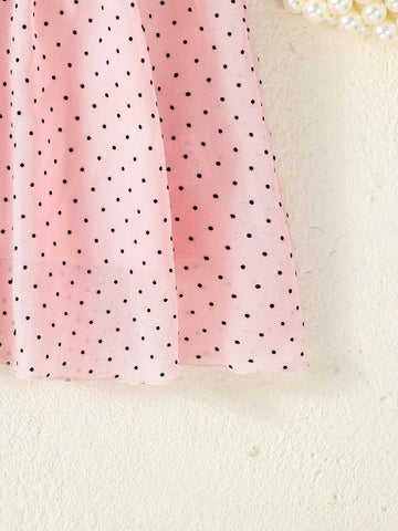 Spring/Summer New Style Girls Cute Polka Dot Puff Sleeve Dress