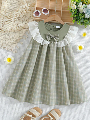 Spring/Summer New Sweet Bow Decor Sleeveless Cute Girls Toddler Casual Dress