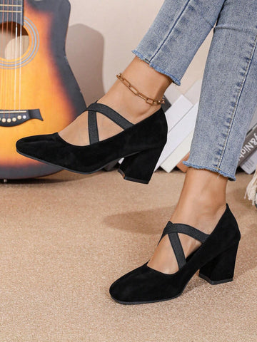 Spring 2024 Women Square Toe High Heel Mary Jane Shoes, Retro Ballet