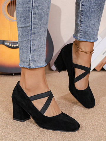 Spring 2024 Women Square Toe High Heel Mary Jane Shoes, Retro Ballet