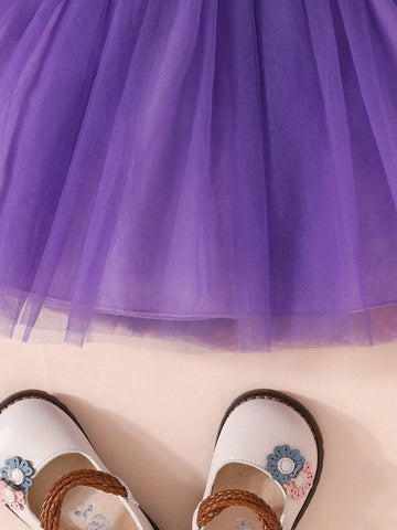 Spring And Autumn Sweet Girl Halloween Bat And Cat Print Long Sleeve Mesh Skirt Simple Foreign Style Dress