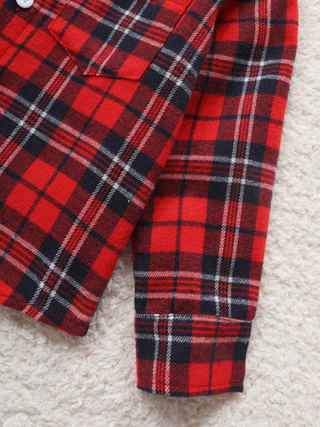 Spring New Plaid Shirt For Girls, Long Sleeve Cotton Casual Blouse Tops, School Style