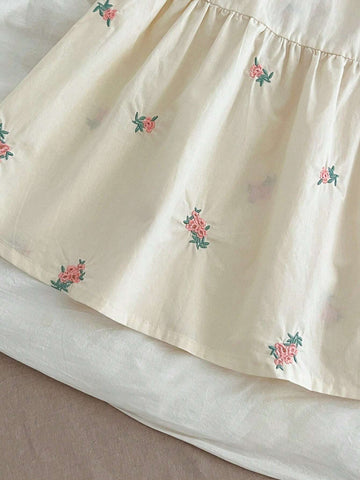 Spring & Autumn New Lace Collar Embroidered Girl Dress, Children Fashion Clothing