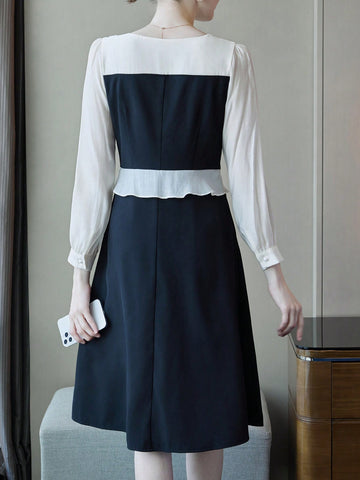 Square Neck Color Block Dress