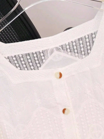 Square Neck, Vintage Panel, Cut-Out Long-Sleeved T-Shirt