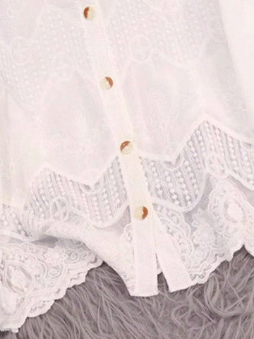 Square Neck, Vintage Panel, Cut-Out Long-Sleeved T-Shirt