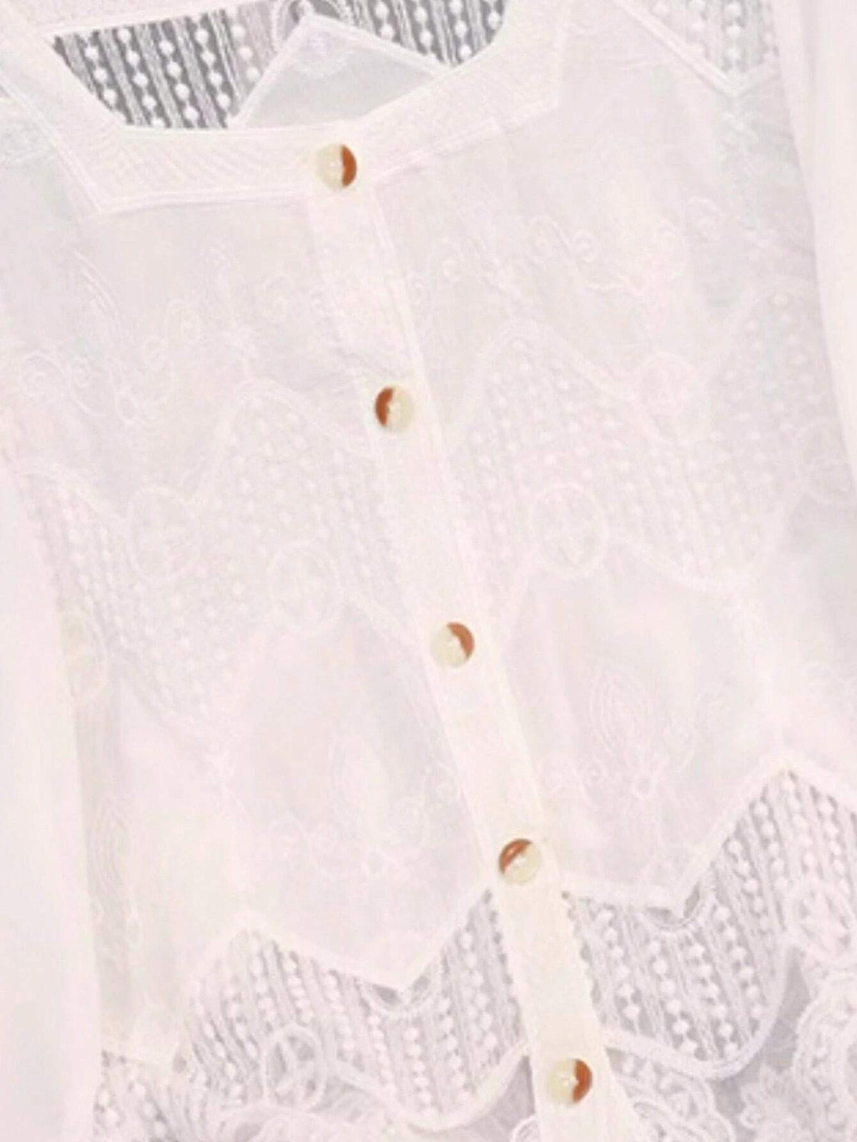 Square Neck, Vintage Panel, Cut-Out Long-Sleeved T-Shirt