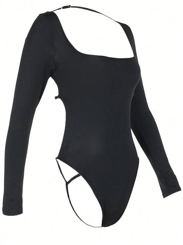 Square Neckline Bodysuit With Tied Straps