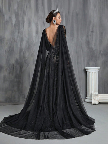 Square Neckline Lace Mermaid Wedding Dress