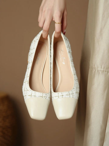 Square Toe Chunky Heeled Court Pumps