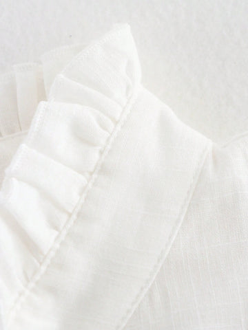 Stand Collar Plant Embroidery Long Sleeve Single-Breasted Shirt, Spring & Autumn