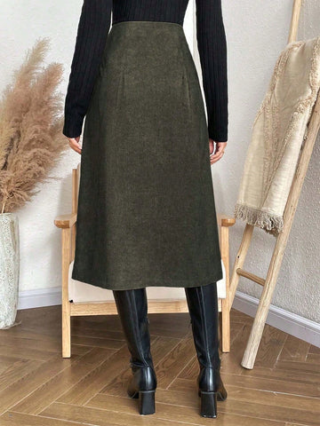 Standard Women Regular Fit Corduroy A-Line Skirt