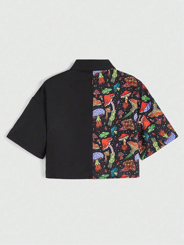 Stayhoom Project Mushroom Printed Shirt With A Turn-down Collar