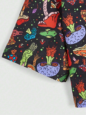 Stayhoom Project Mushroom Printed Shirt With A Turn-down Collar