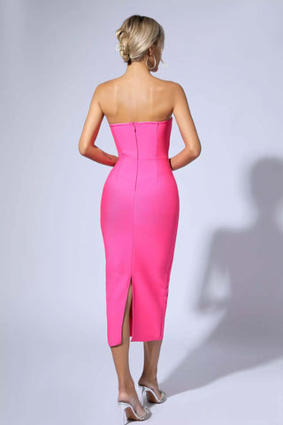 Stella Green Strapless Bandage Midi Dress