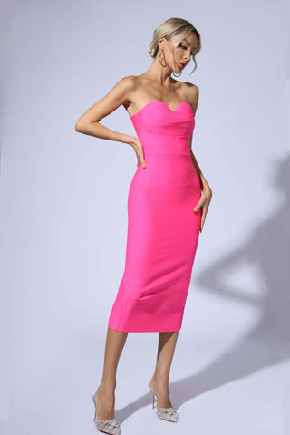 Stella Green Strapless Bandage Midi Dress