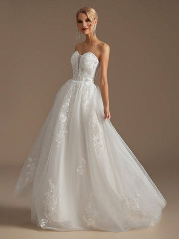 Strapless Appliqué Sexy Wedding Dress