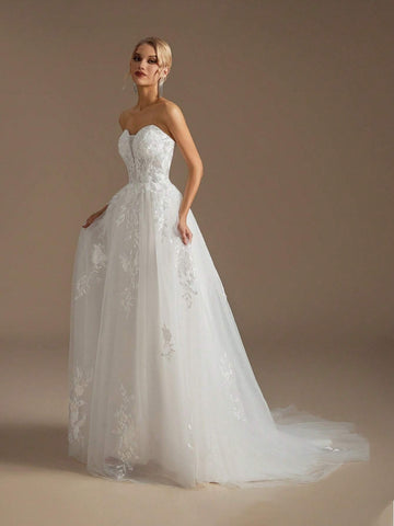 Strapless Appliqué Sexy Wedding Dress